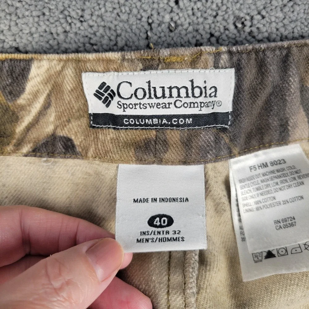 Columbia Cargo Pants Mens 40 Camo Double Knee Mossy Oak Breakup Hunting Outdoors